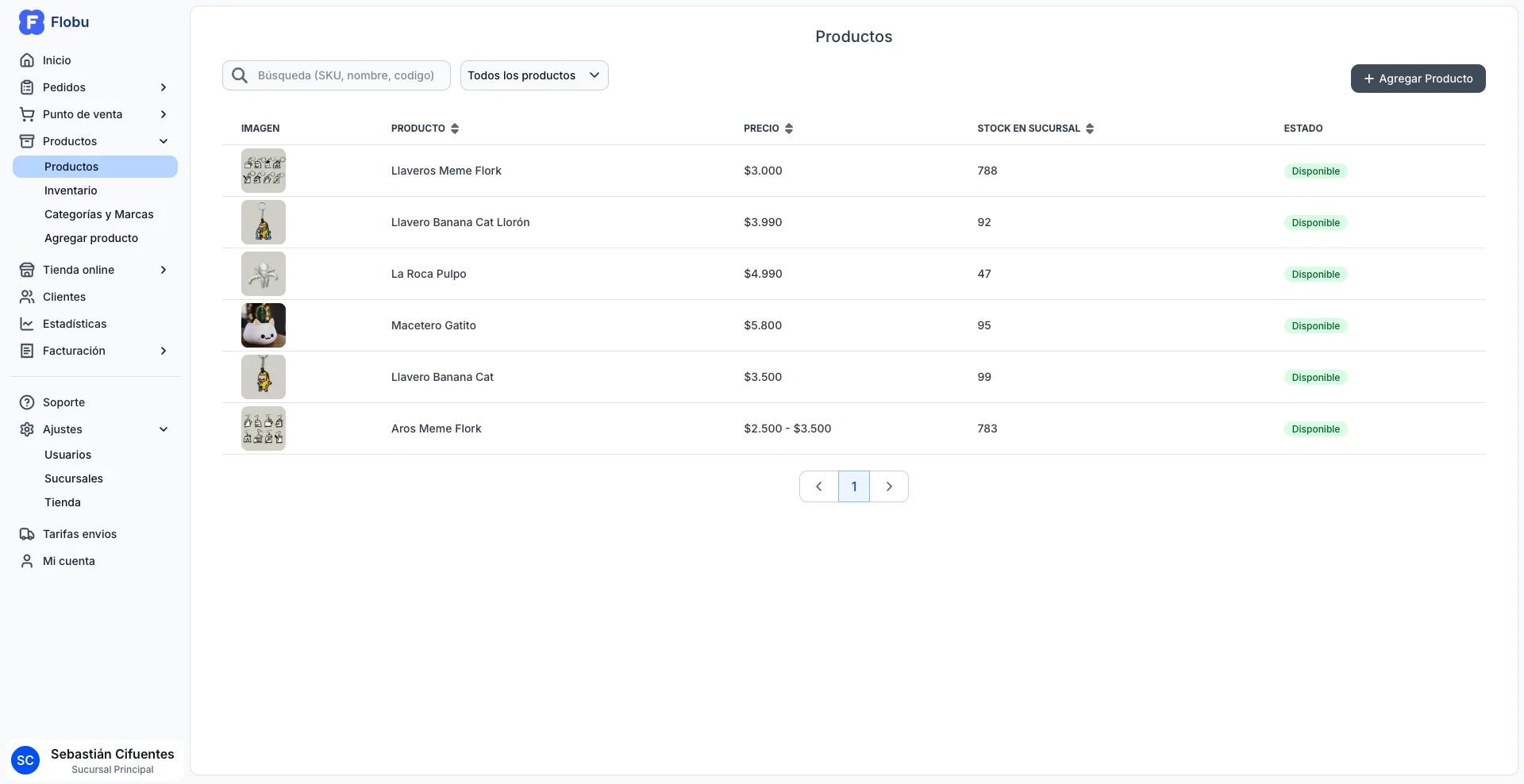 captura de pantalla panel de administración Flobu