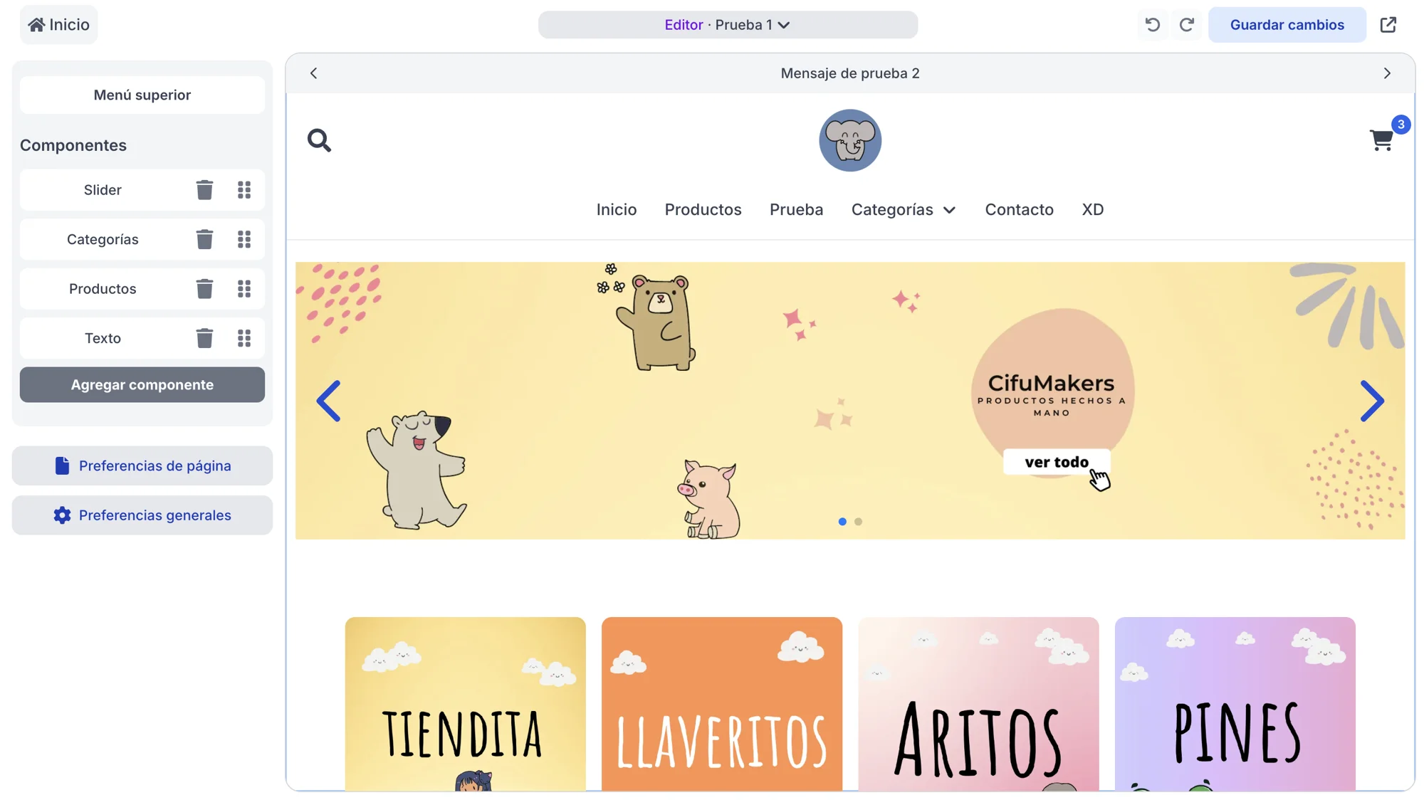 Captura de pantalla editor sitios webs Flobu